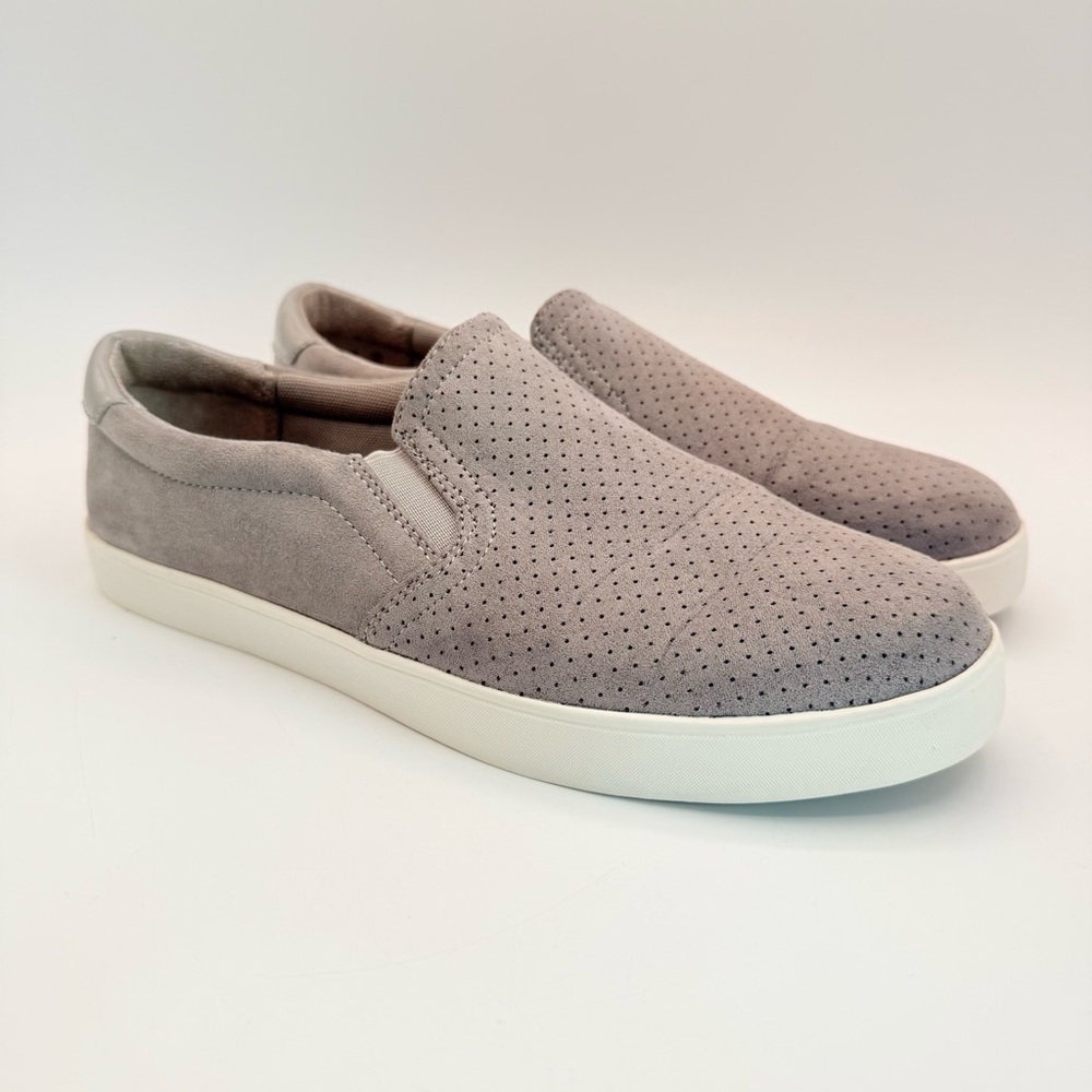 Dr Scholl’s Madison Slip On Sneakers Gray Perforated Comfort Shoes Women 8M